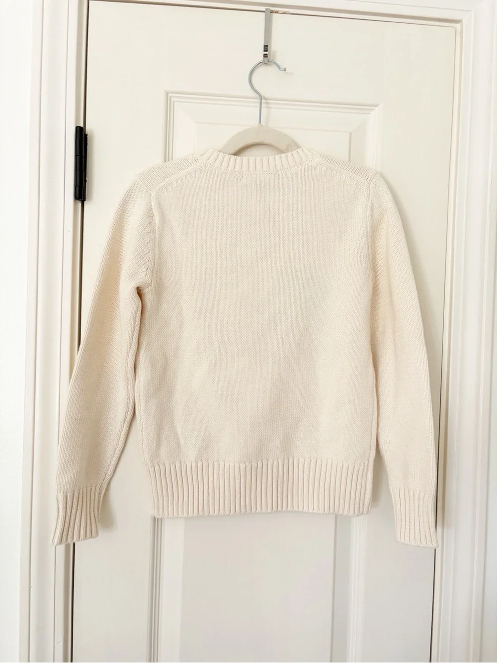 S (6/7) • NEW Cream Crewneck Sweater with American Flag Gender Neutral